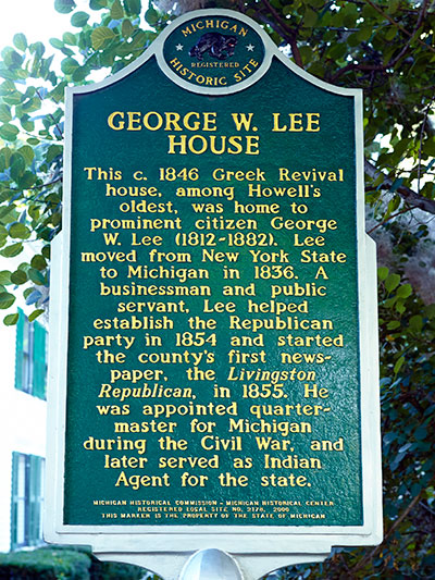 George W. Lee state historical marker located in Howell, MI. Image ©2014 Look Around You Ventures, LLC.